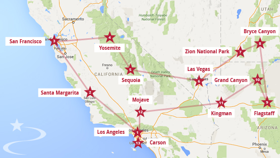 2 Week USA Road Trip Itinerary: California, Las Vegas & the Grand